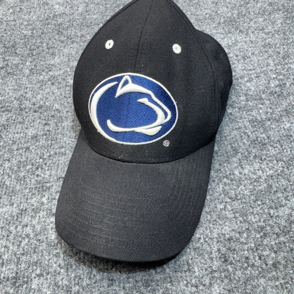 Vintage Penn State Nittany Lions Hat Cap NCAA 7 3/8 Black Wool Fitted Twins Lids